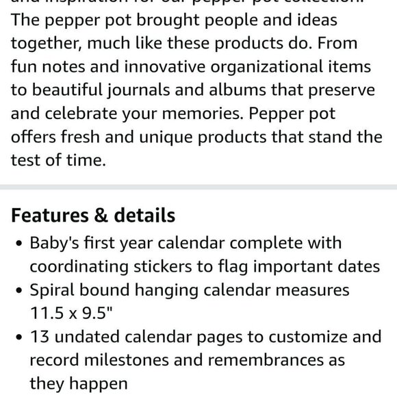 Pepper Pot Baby's First Year Calendar, Circus Pals - Picture 11 of 12